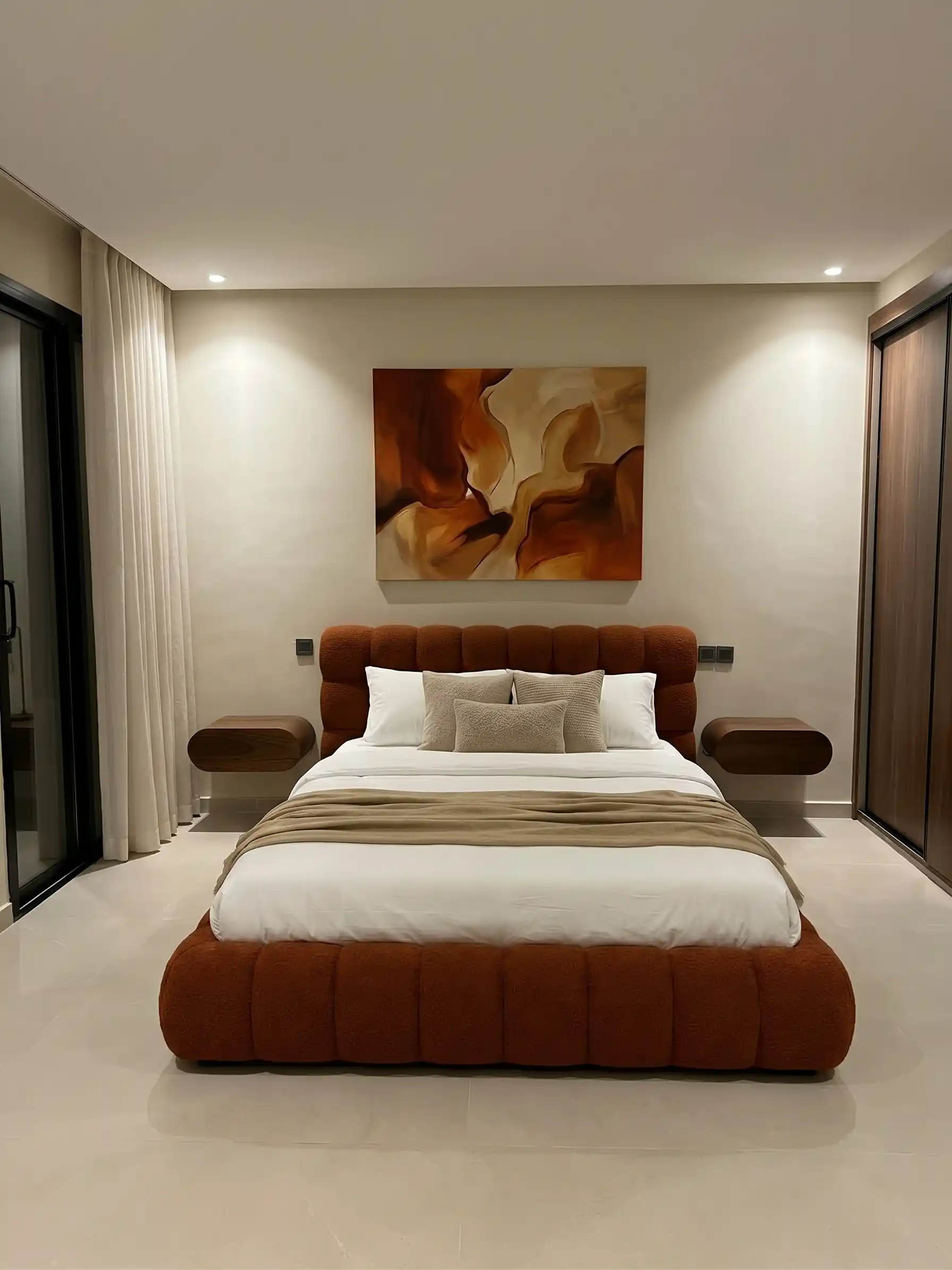 Chambre avec lit et tête de lit sur mesure à Casablanca